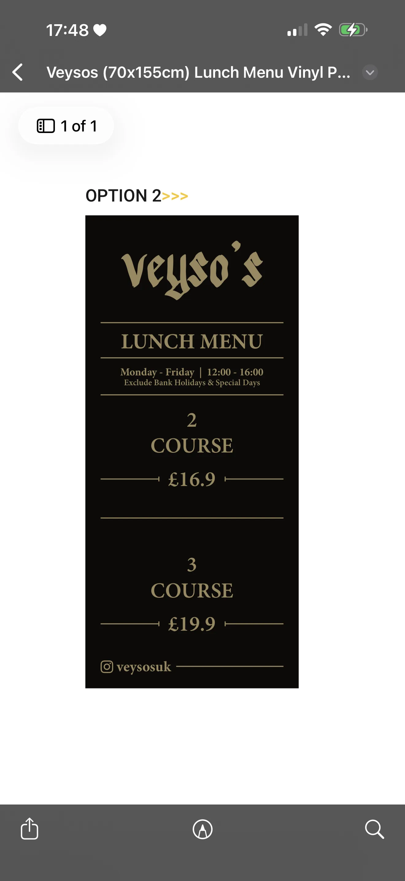 Lunch menu vinyl